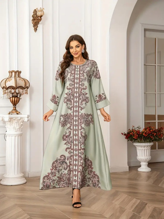 Arab Style Women's Long Robe Printed Dress