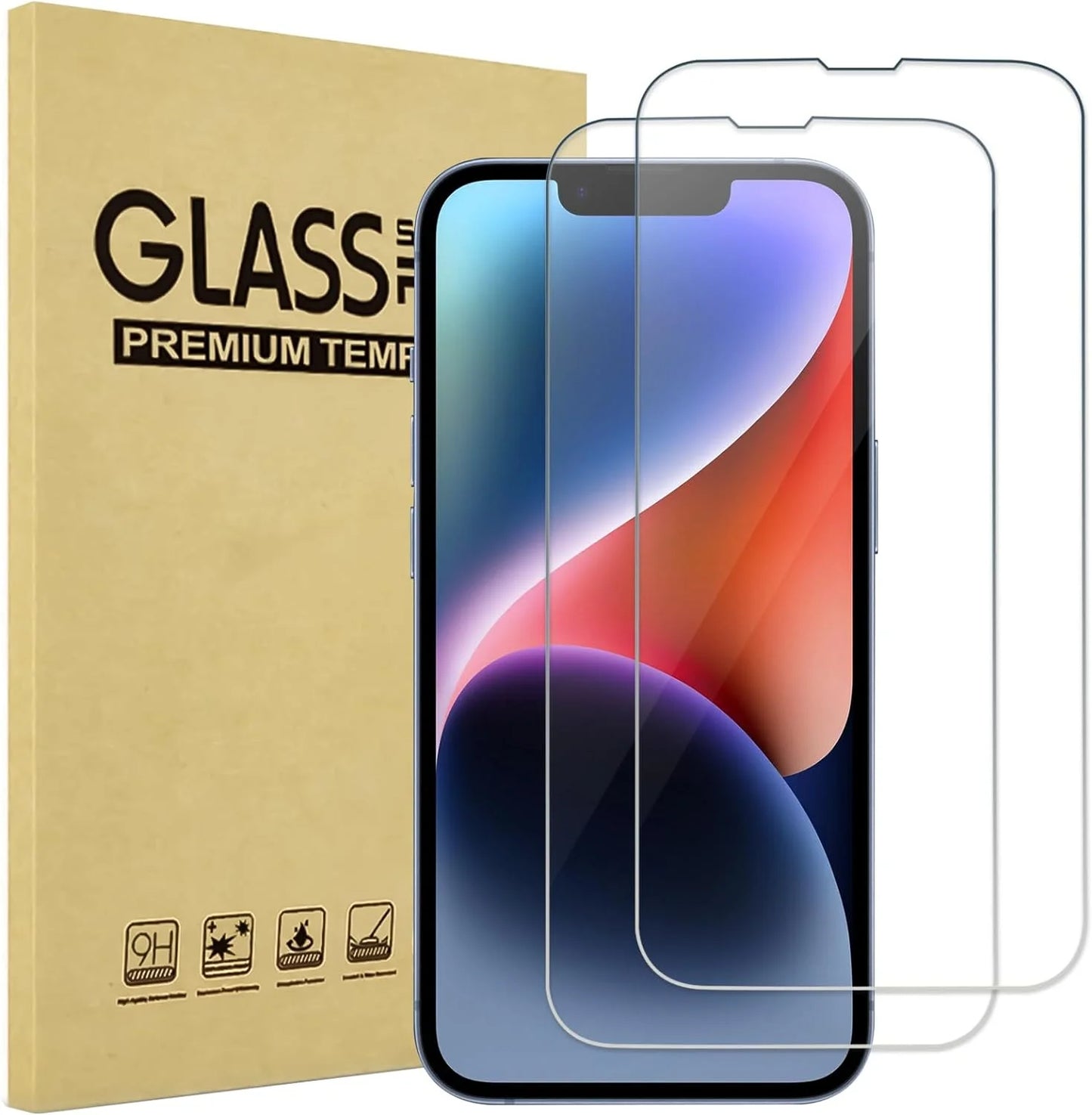 2 Pack Screen Protector for Iphone 14 / Iphone 13 / Iphone 13 Pro 6.1 Inch, Tempered Glass Screen Film Guard for Iphone 14 2022 / Iphone 13/13 Pro 2021, Clear