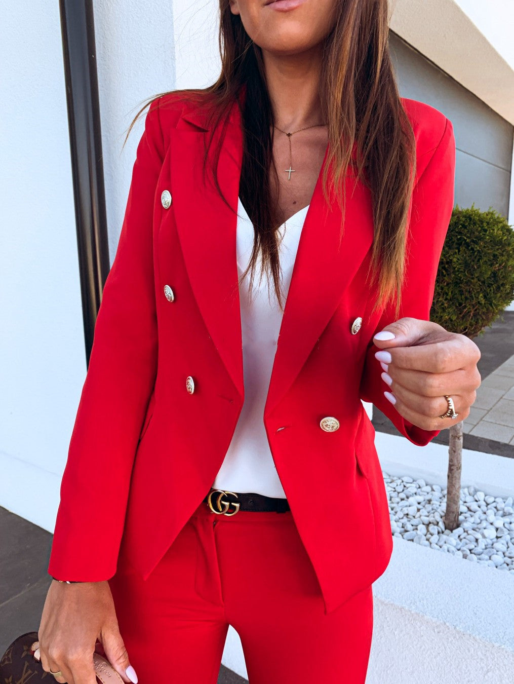 Autumn And Winter High-quality Suit Jacket Metal Buckle Double-breasted Small Suit Women