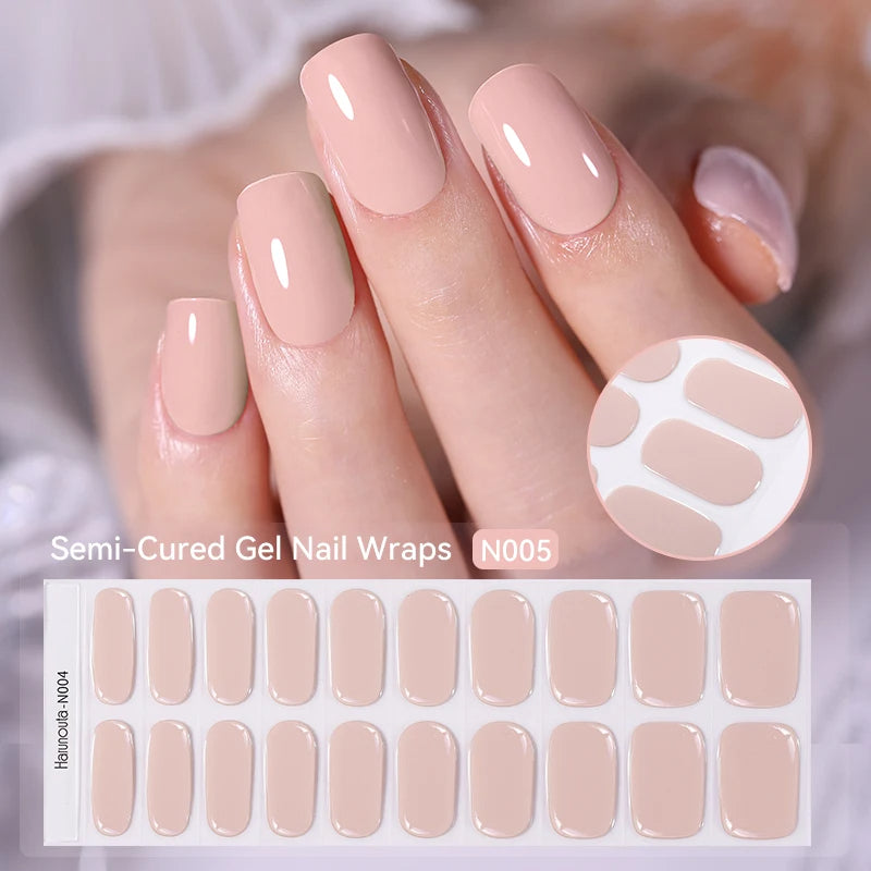 20 Tips Gradient French Semi-Cured Gel Nail Sticker