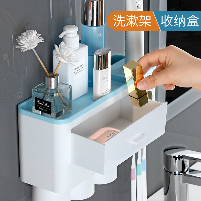 Toothbrush Holder Toothbrush Cup Mouthwash Cup Wall-mounted Bathroom Punch-free Wall-mounted Toothpaste Toothbrush Cup Suit