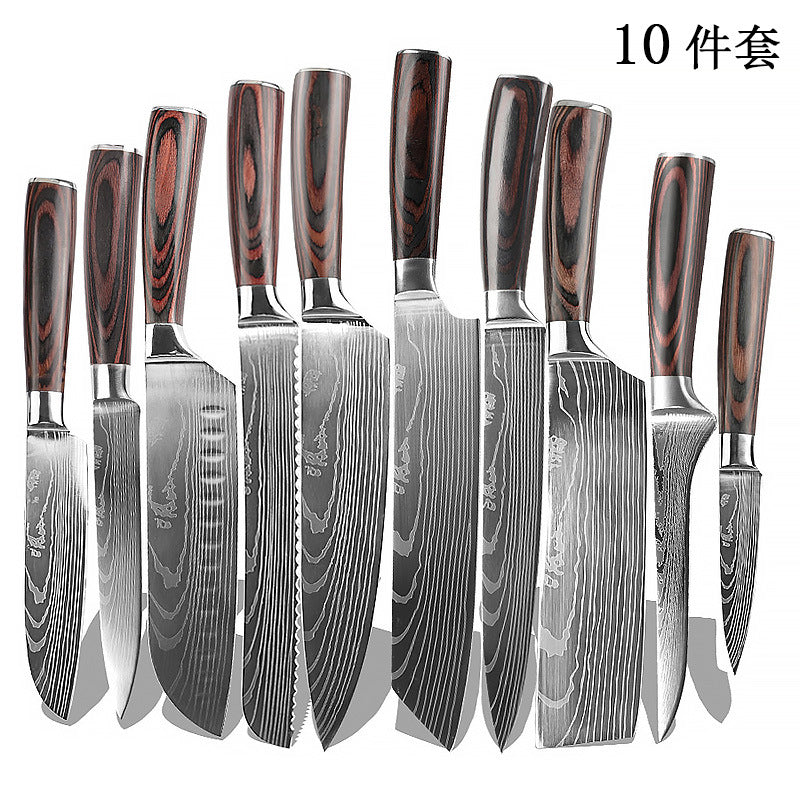 Export Chef Knife Japanese Knife Bread Knife Slice Knife Fruit Knife Color Wooden Handle Steel Knife Kitchen Set Knife Spot