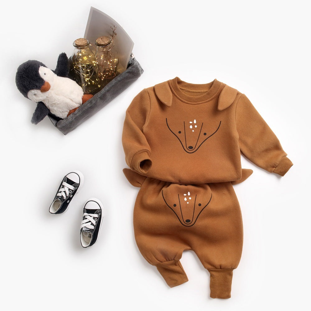 Baby Plus Velvet Sweater Suit