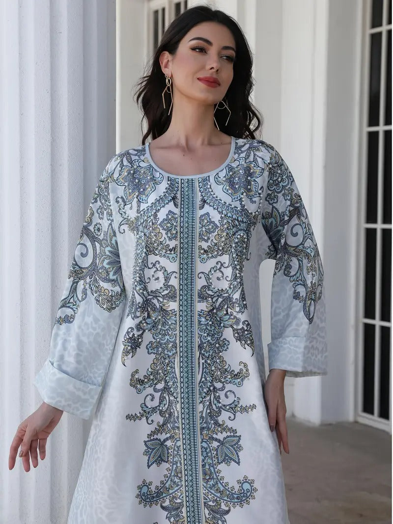 Women's Printed Long Sleeved Robe Dress - Soft And Elastic