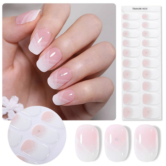 20 Tips Gradient French Semi-Cured Gel Nail Sticker