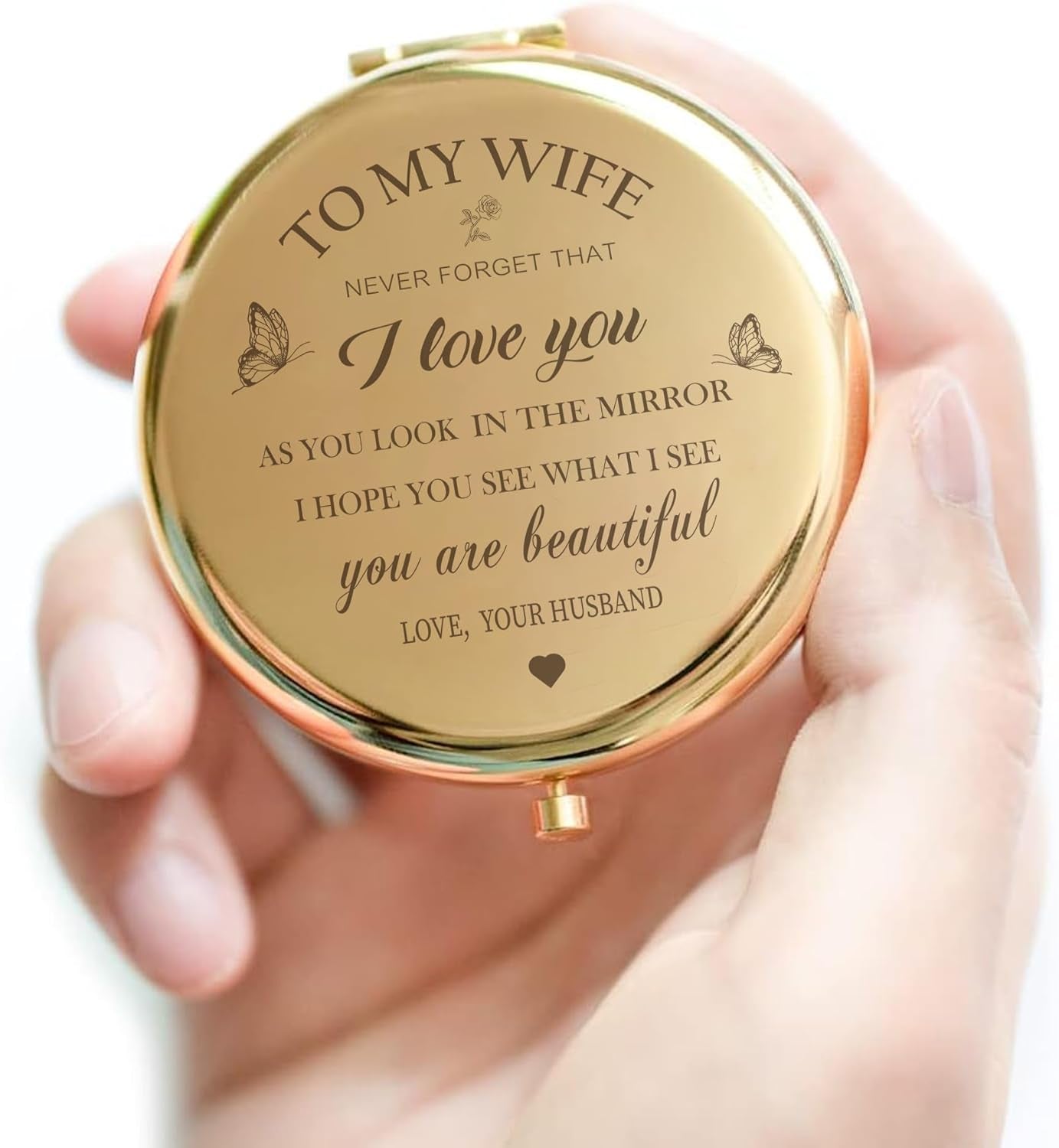 Tvyes Gifts for Wife Compact Mirror, Birthday Gift for Wife, Anniversary for Wife, Romantic Gifts for Her Wedding Anniversary, Valentines Day, Christmas