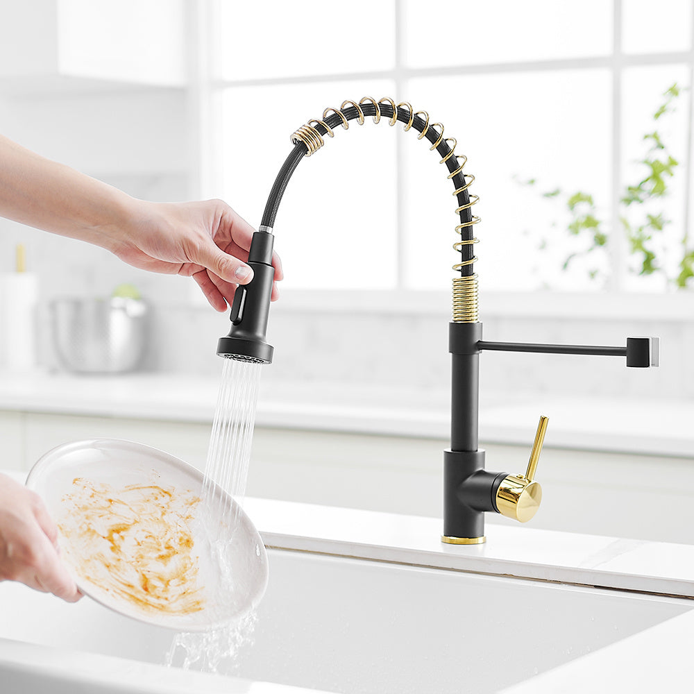 Commercial Kitchen Faucet with Pull Down Sprayer, Single Handle Single Lever Kitchen Sink Faucet