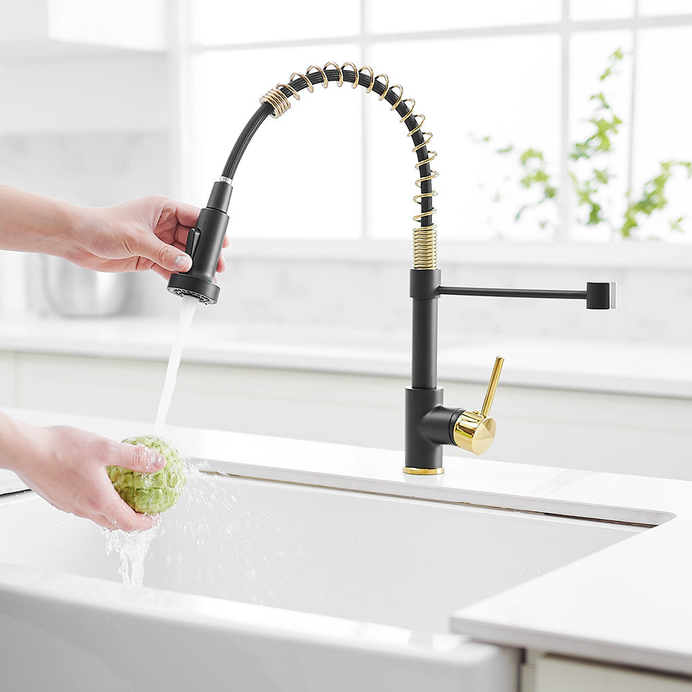 Commercial Kitchen Faucet with Pull Down Sprayer, Single Handle Single Lever Kitchen Sink Faucet