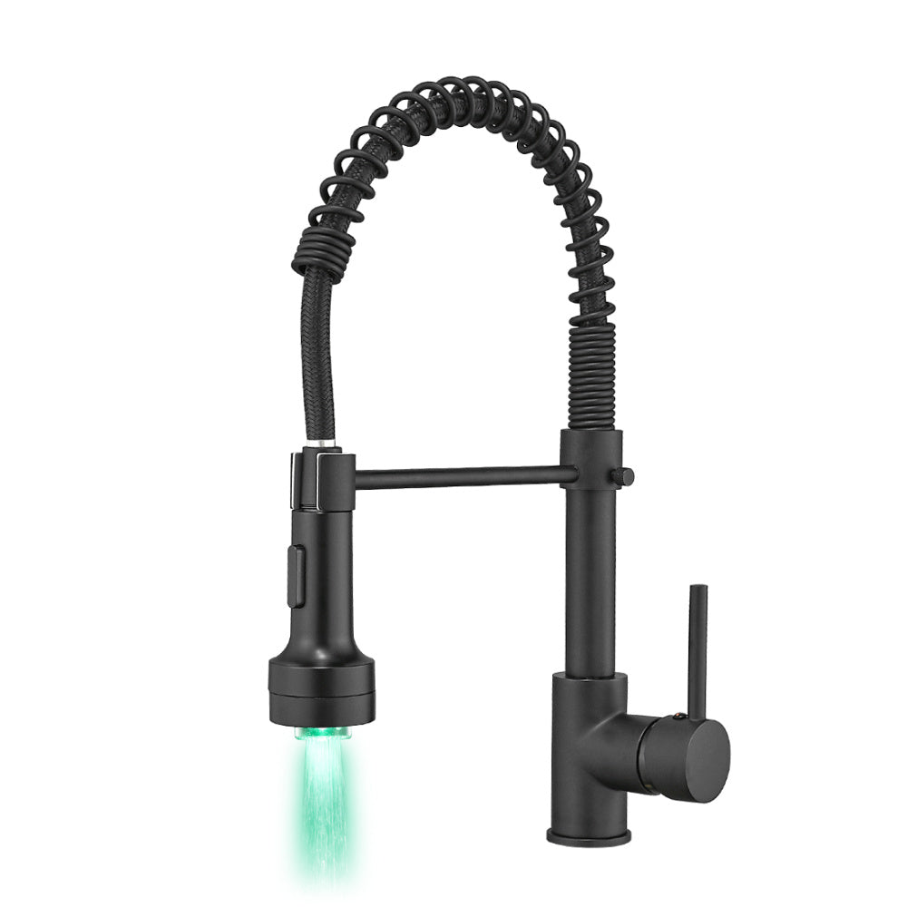 LED Commercial Kitchen Faucet with Pull Down Sprayer, Single Handle Single Lever Kitchen Sink Faucet