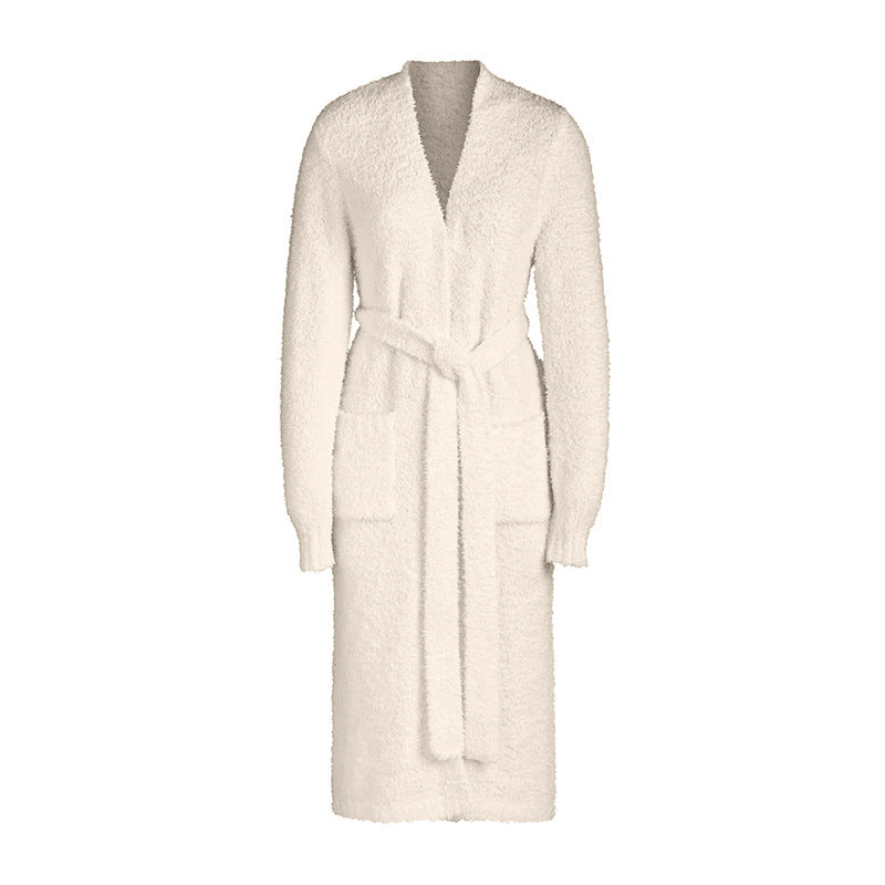 Belted bathrobe home wear