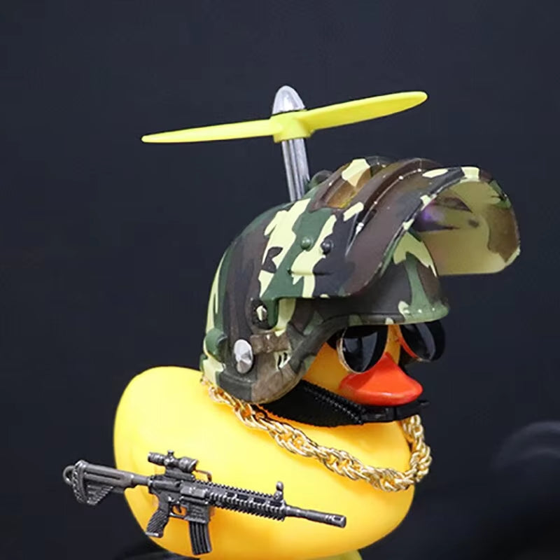 Broken Wind Rubber Duck Motor Accessories Yellow Duck with Helmet Auto Car Accessories Duck in the Car Car Interior Decoration