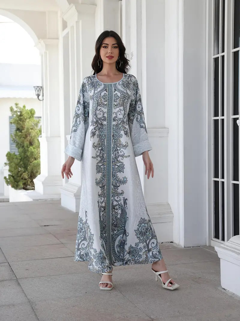 Women's Printed Long Sleeved Robe Dress - Soft And Elastic