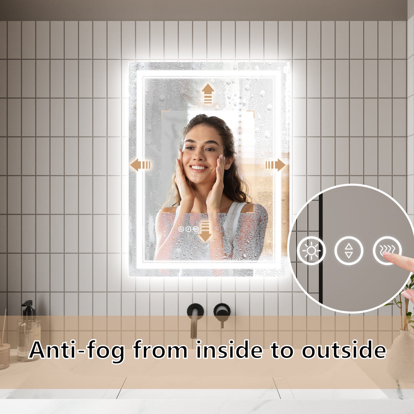 LED Bathroom Vanity Mirror with Light, 24x 32 inch, Anti Fog, Dimmable,Tricolor temperature，Backlit &amp; Frontlit，Both Vertical and Horizontal Wall Mounted Vanity Mirror(24x32)