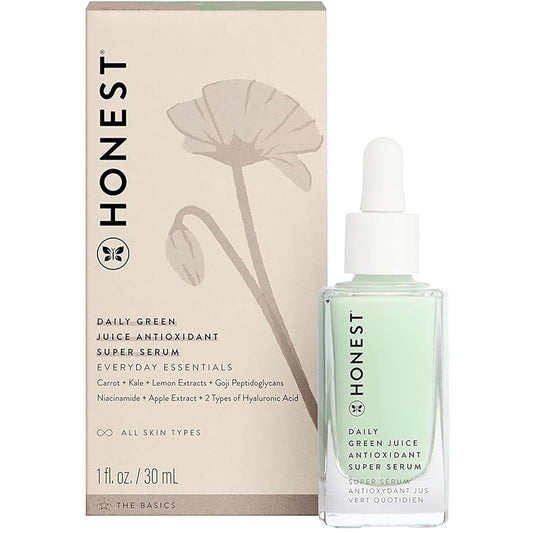 Daily Green Juice Antioxidant Super Serum | Improves Skin Tone + Texture | Niacinamide + Hyaluronic Acid | Vegan + Cruelty Free | 1 Fl Oz