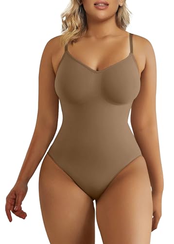 SHAPERX Women's Shapewear Bodysuit Tummy Control Body Shaper Seamless Sculpting Snatched Waist Body Suit