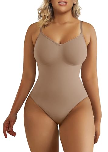 SHAPERX Women's Shapewear Bodysuit Tummy Control Body Shaper Seamless Sculpting Snatched Waist Body Suit