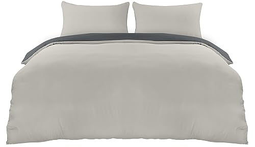 Utopia Bedding Duvet Cover Double - Soft Microfibre Polyester - Bedding Quilt Cover Set, with Pillow cases (Grey)