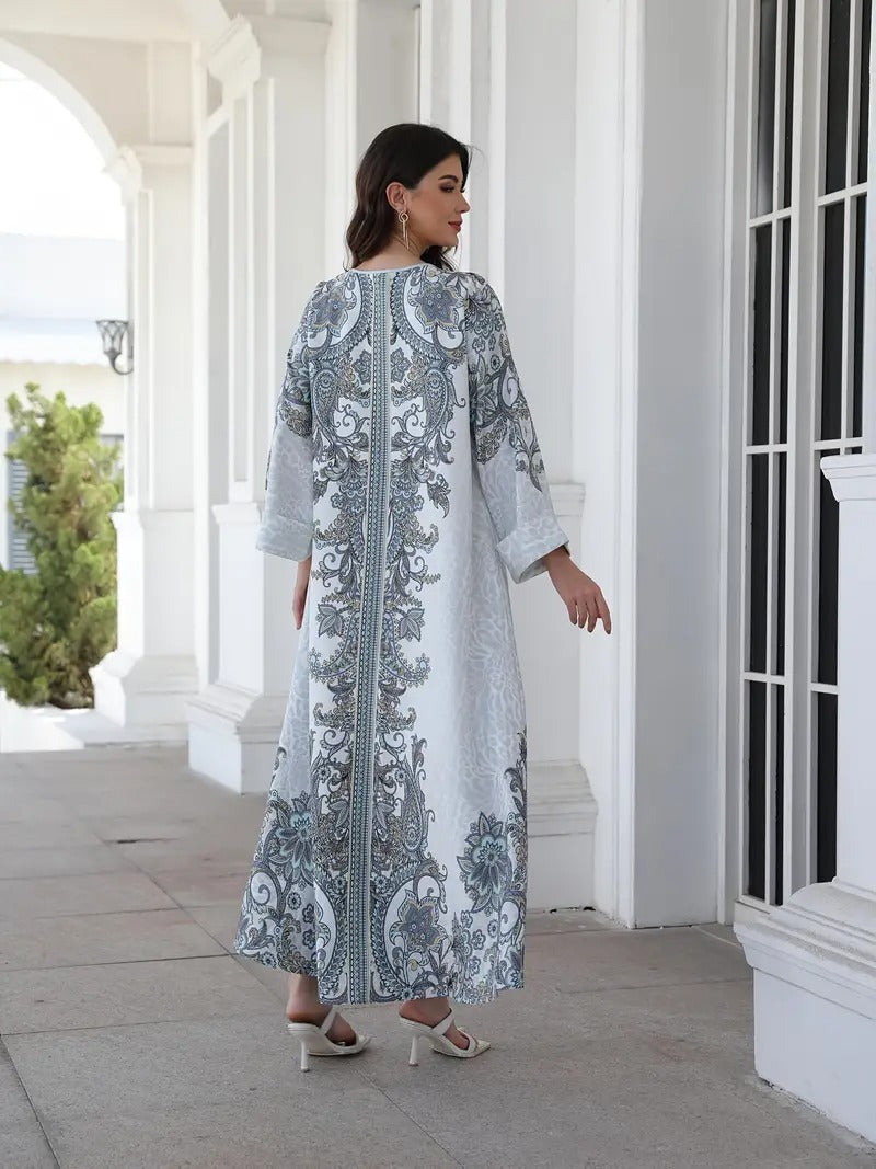 Women's Printed Long Sleeved Robe Dress - Soft And Elastic