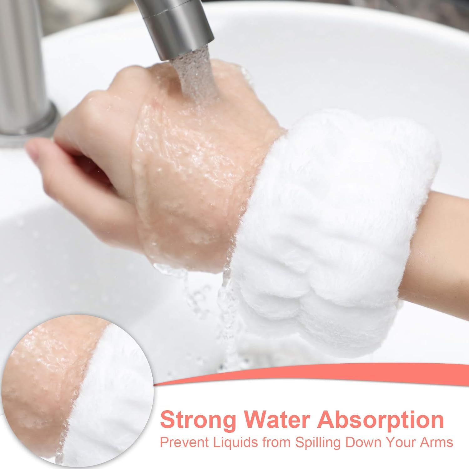 4 Pairs Wrist Spa Wrist Bands for Washing Face Microfiber Wrist Wash Towel Band Scrunchies Absorbent Wrist Sweatband for Women Prevent Liquid from Spilling