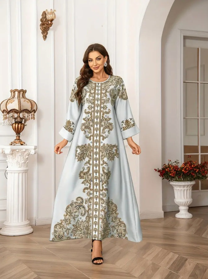 Arab Style Women's Long Robe Printed Dress