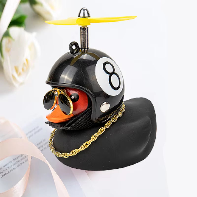 Car Duck with Helmet Broken Wind Pendant Small Yellow Duck Road Bike Motor Helmet Riding Cycling Accessories without Lights