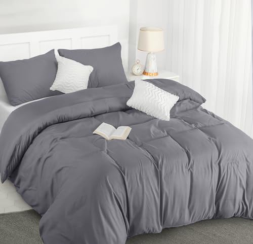 Utopia Bedding Duvet Cover Double - Soft Microfibre Polyester - Bedding Quilt Cover Set, with Pillow cases (Grey)