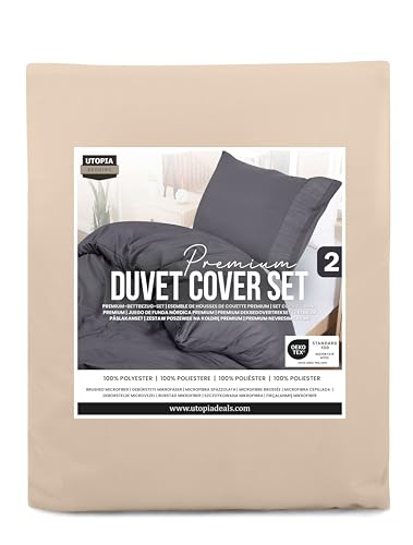 Utopia Bedding Duvet Cover Double - Soft Microfibre Polyester - Bedding Quilt Cover Set, with Pillow cases (Grey)