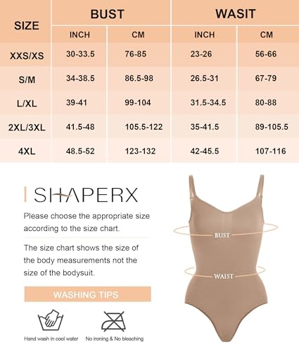 SHAPERX Women's Shapewear Bodysuit Tummy Control Body Shaper Seamless Sculpting Snatched Waist Body Suit