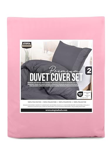 Utopia Bedding Duvet Cover Double - Soft Microfibre Polyester - Bedding Quilt Cover Set, with Pillow cases (Grey)