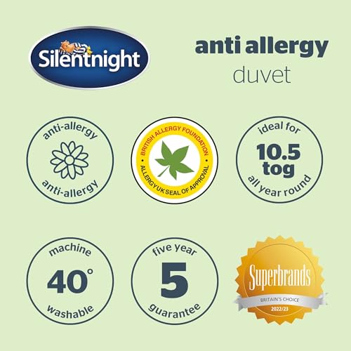 Silentnight Anti Allergy Double Duvet 10.5 Tog - All Year Round Winter Quilt Duvet Anti-Bacterial and Machine Washable with Allergy UK Approved Anti Allergy Fibres - Double Bed