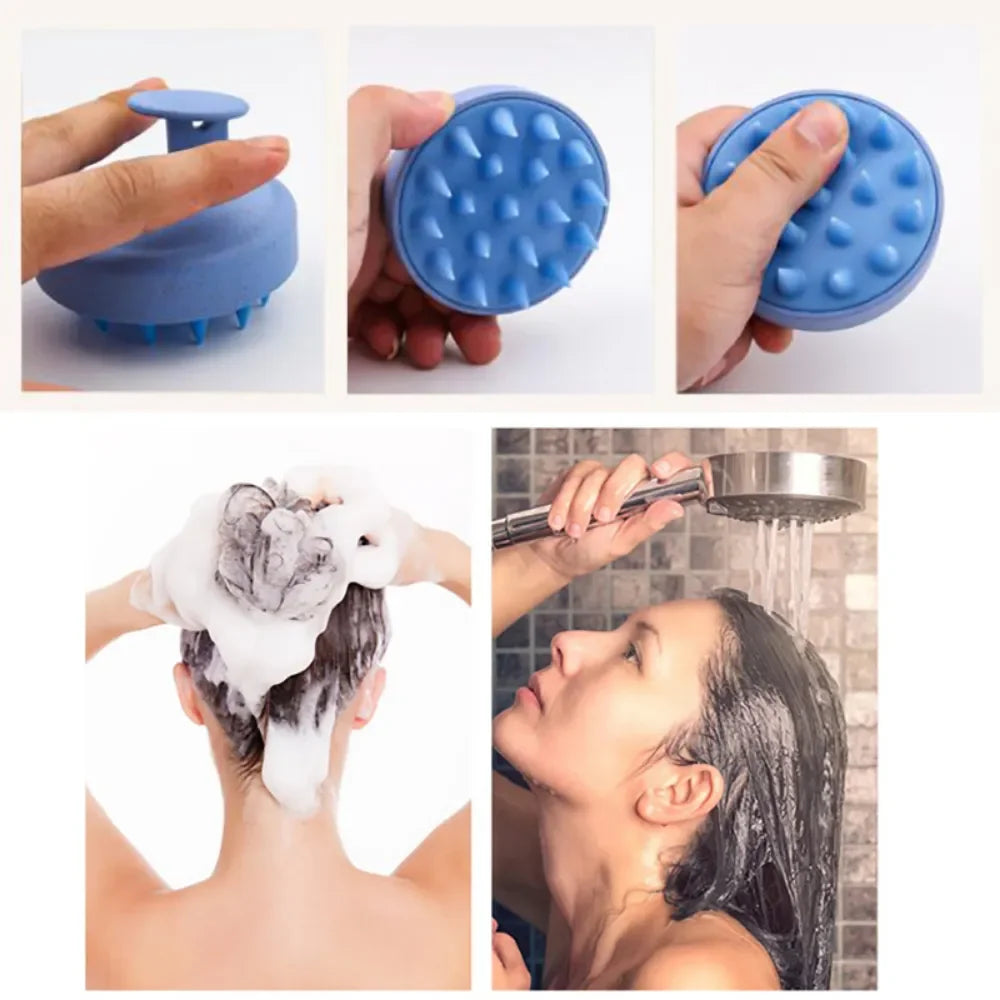 Silicone Shampoo Brush Head Scalp Massage Comb Clean the Scalp Thoroughly Body Massage Brush Bath Brush Salon Hairdressing Tool