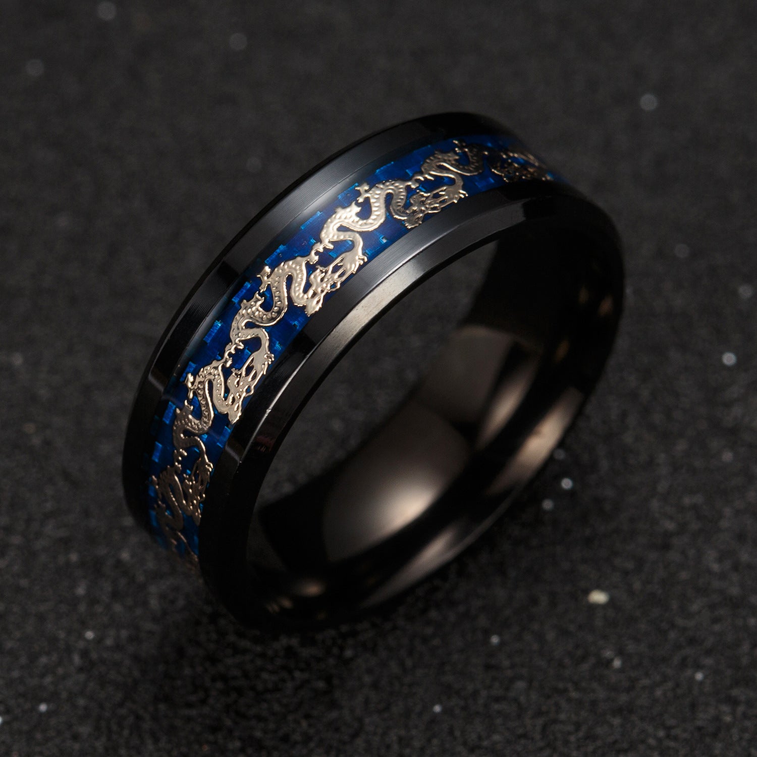 Retro Chinese Dragon Ring Titanium Steel Jewelry