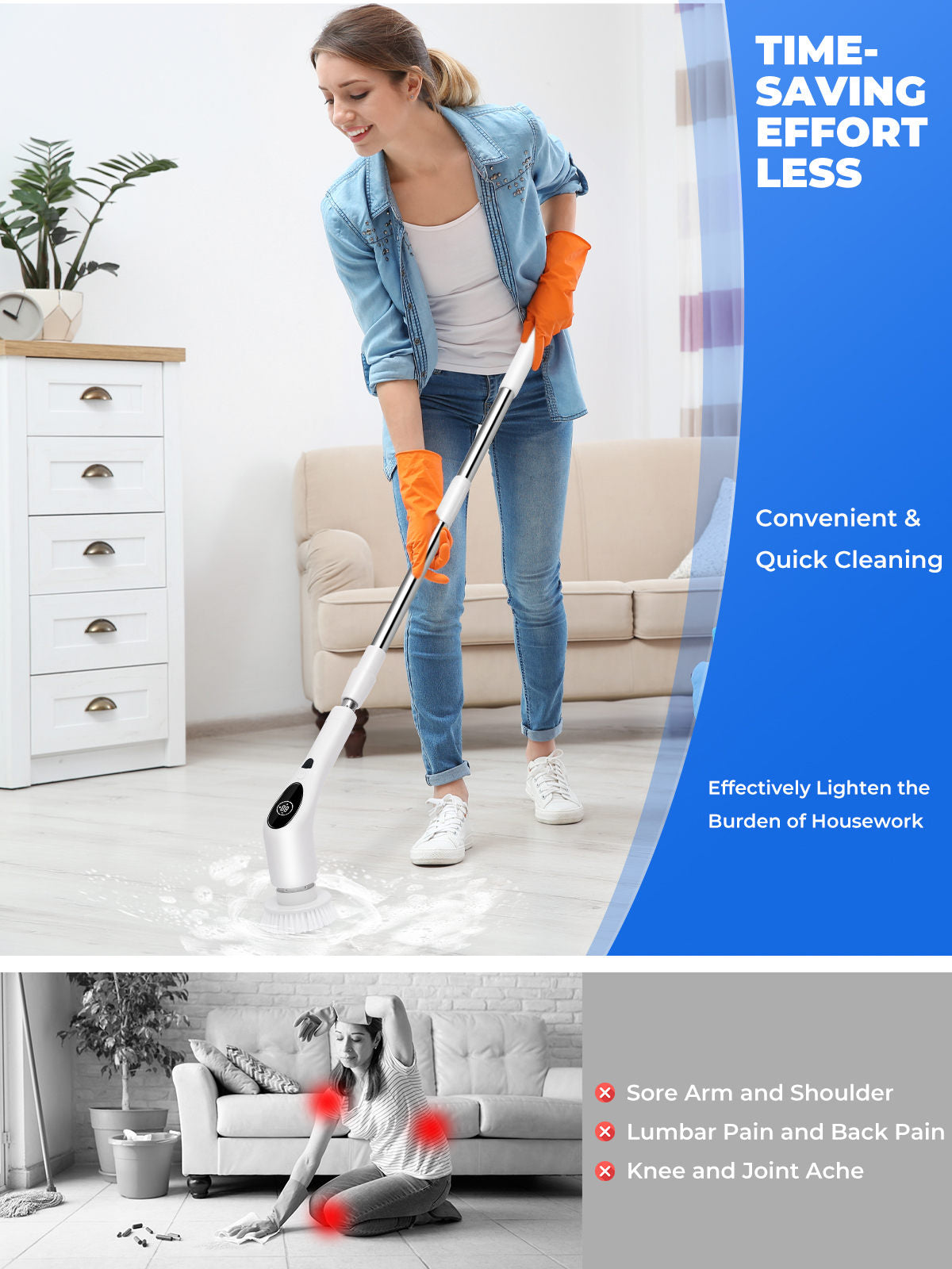 Multi functional electric cleaning brush - white