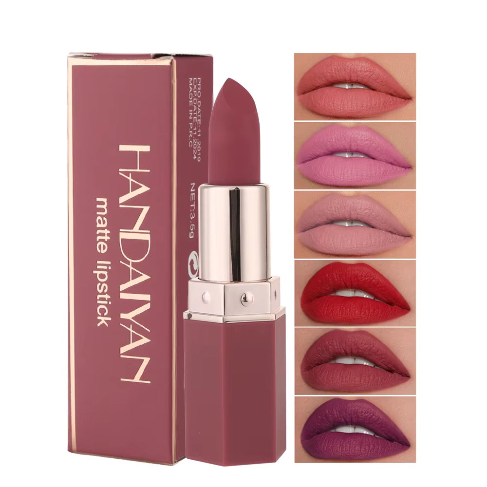 6-Color Matte Lipstick , Non-Fading, Non-Stick Cup Long-Lasting Velvet Finish, Smooth Matte Lip Color Waterproof Smudge-Proof