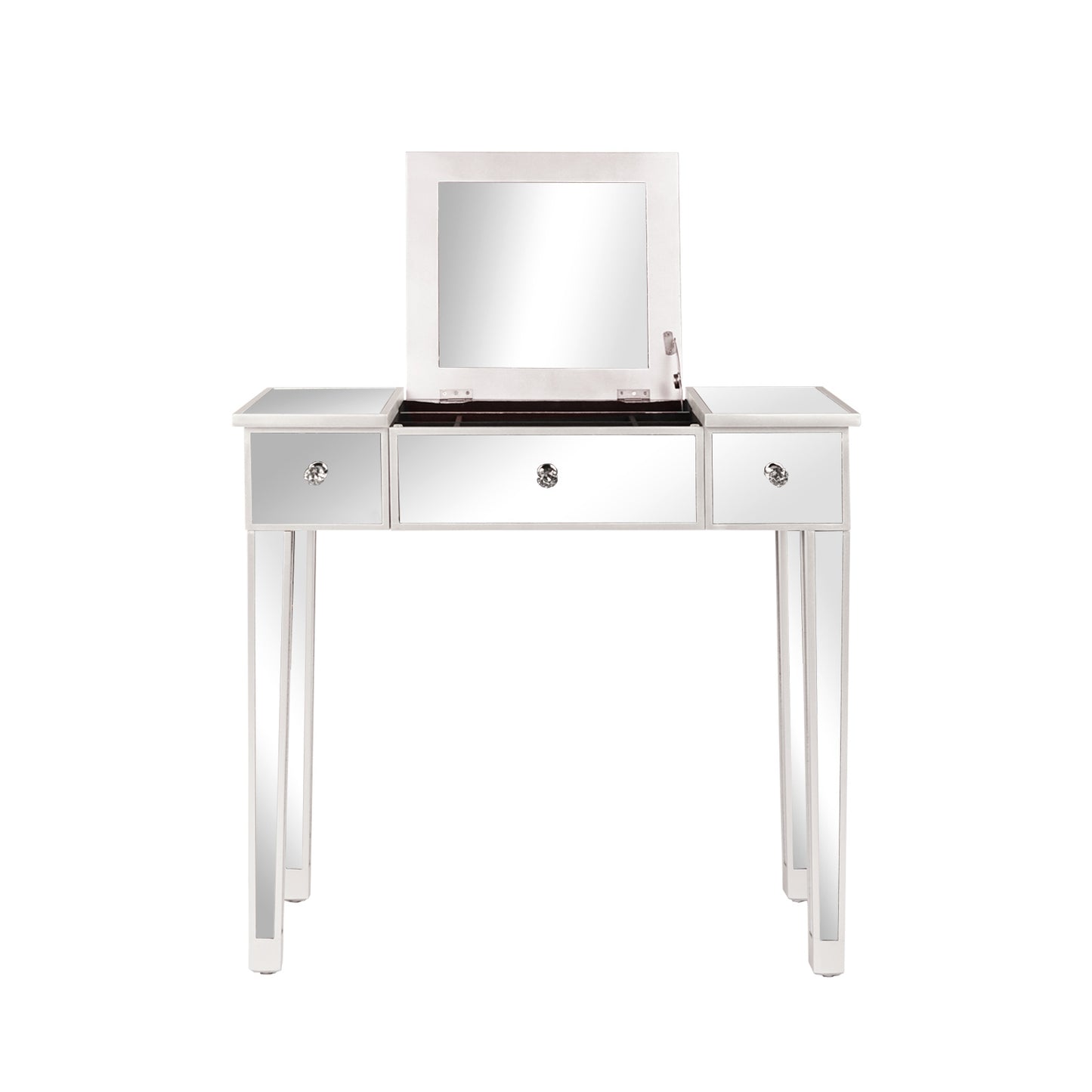 FCH Silver, Density Board With Mirror, Table Top Can Be Clamshelled 80x38x76cm, One Draw Computer Desk N002