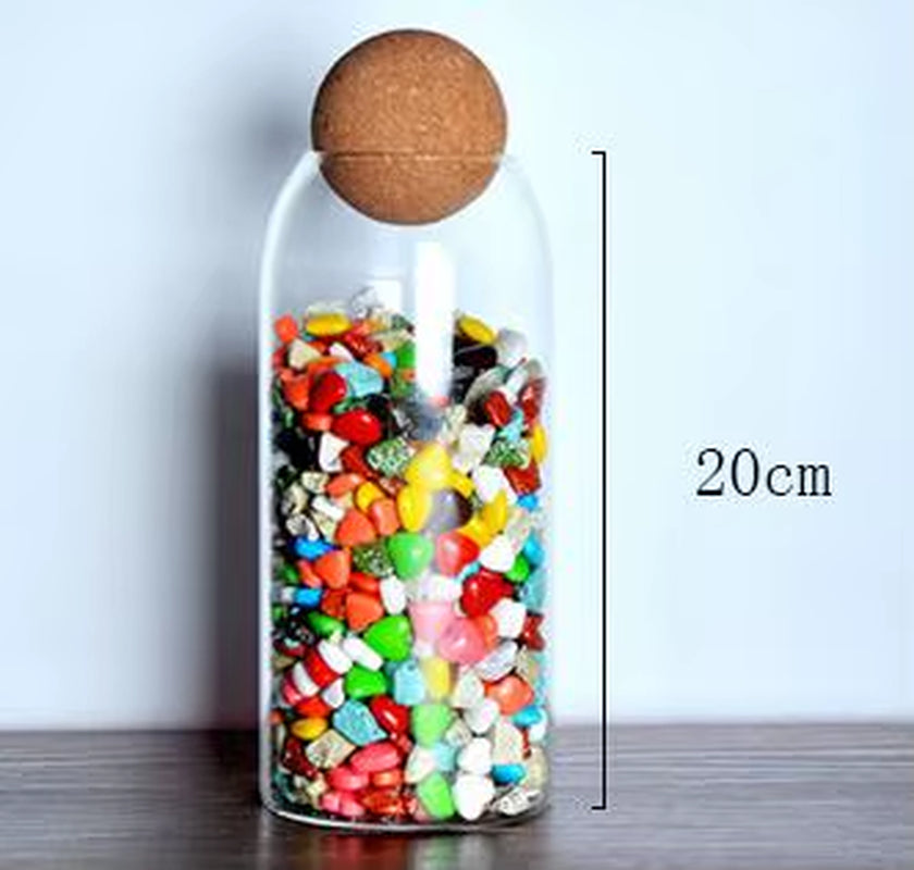 Cork Stopper High Borosilicate Transparent Glass Sealed Can Kitchen Food Grain Storage Can Tea Can Candy Storage Tank Tools