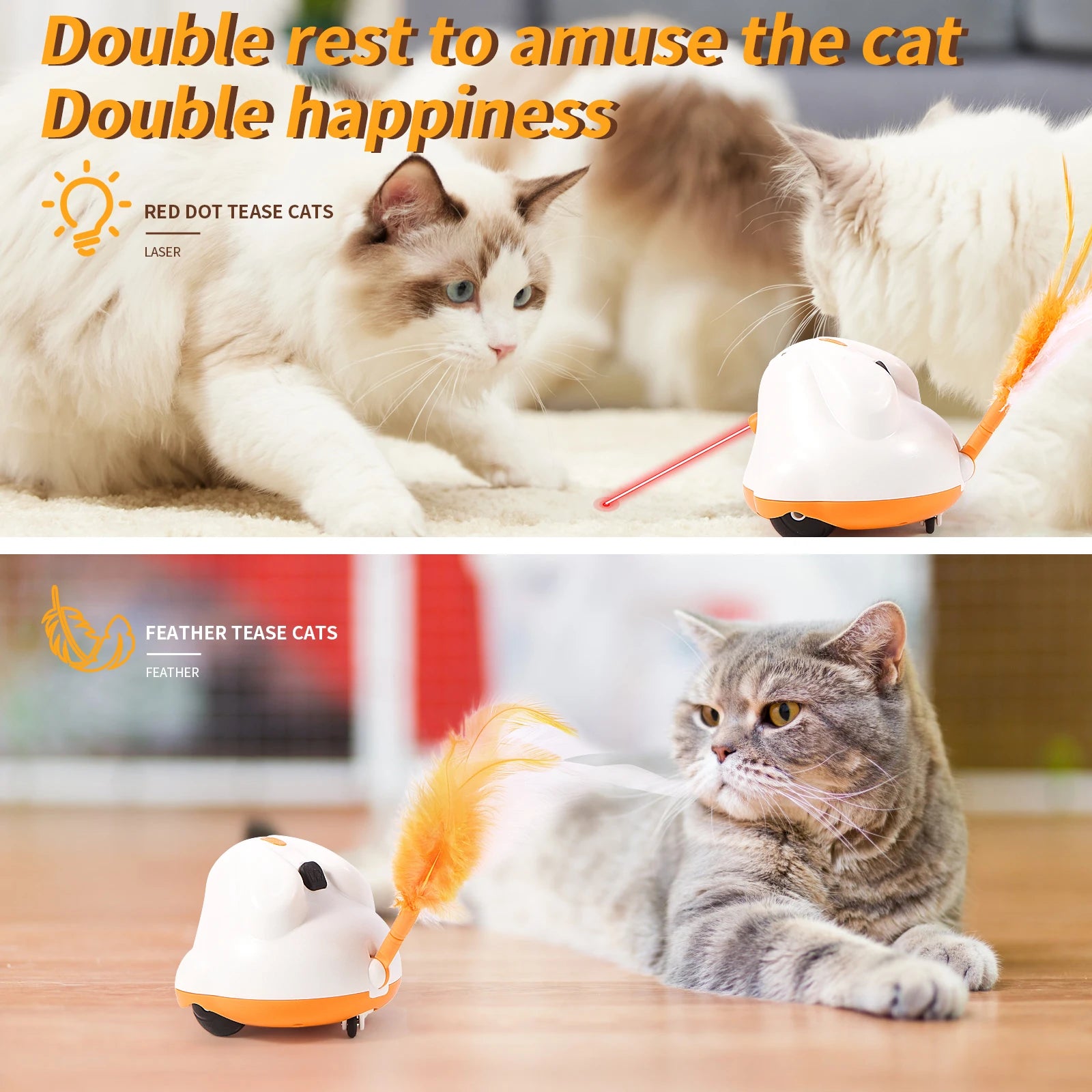 Automatic Sensor Cat Toys Interactive Smart Robotic Electronic Feather Teaser Self-Playing USB Rechargeable Kitten Toys for Pets