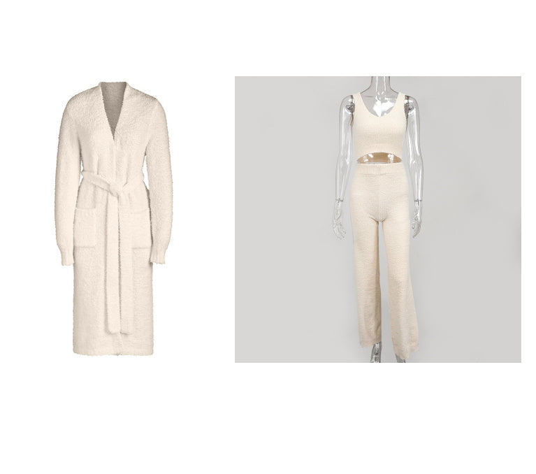 Belted bathrobe home wear