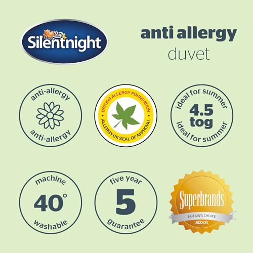 Silentnight Anti Allergy Double Duvet 10.5 Tog - All Year Round Winter Quilt Duvet Anti-Bacterial and Machine Washable with Allergy UK Approved Anti Allergy Fibres - Double Bed