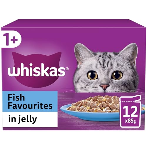 WHISKAS 1+ Adult Poultry Selection Wet Cat Food Pouches 40 x 85 g, 40 Jelly Pouches, Bulk Cat Food Megapack