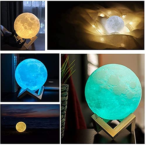 ACED Moon Lamp 2024 Upgrade with Timing 3D Printing Moon Night Light 16 Colours with Wooden Stand Remote & Touch Control and USB Rechargeable Gift for Her Him Kids Women Men Birthday