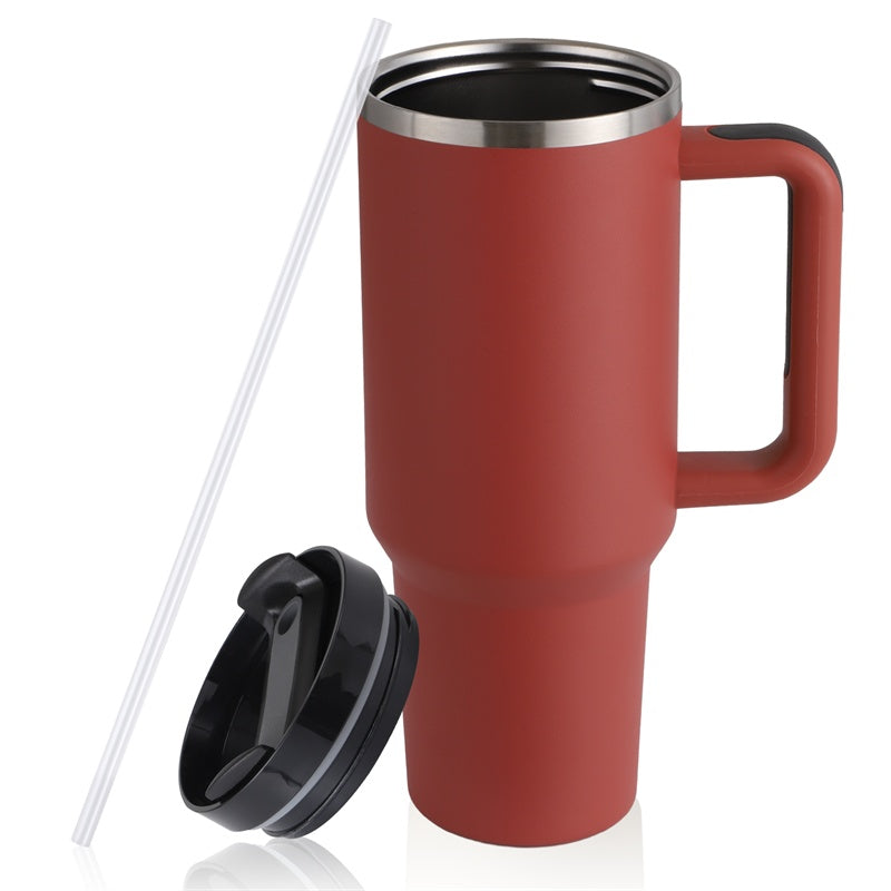 40oz Straw Coffee Mug With Handle Portable Car Stainless Steel Water Bottle Large Capacity Travel Bisphenol FREE