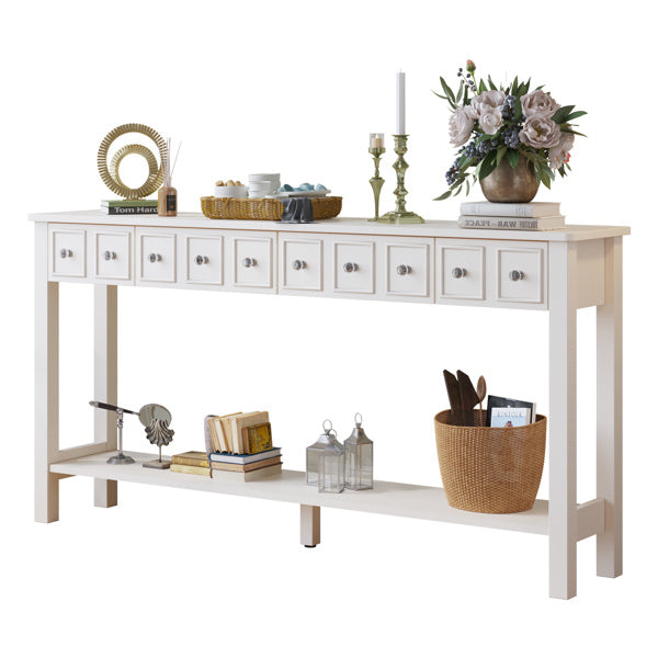 Entryway Table, 152.5X28X86.4cm Vintage White