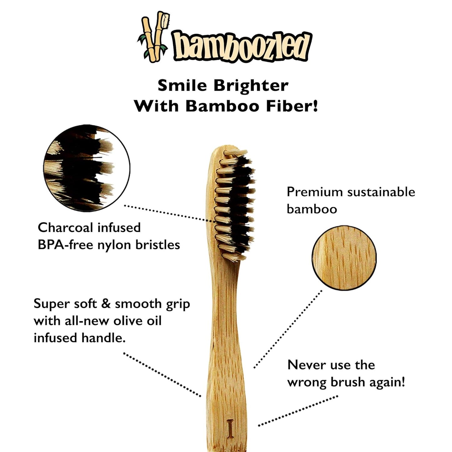 | Bamboo Toothbrush | Charcoal Infused BPA Free Medium Bristles | Organic & Sustainable | Biodegradable & Eco-Friendly | Set of 8 | the Natural Way to Whitening Your Teeth