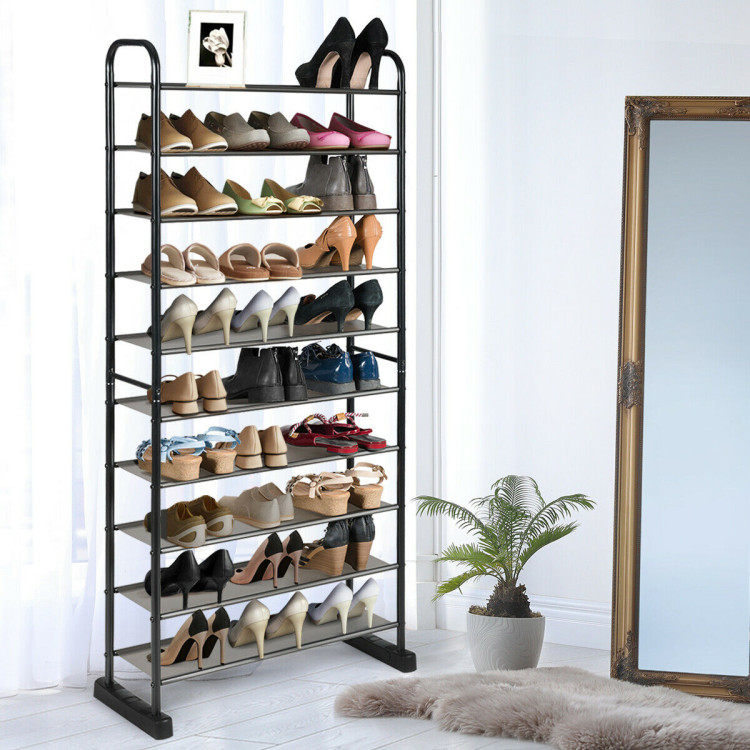 10-Tier Free-Standing Metal Frame Shoe Rack