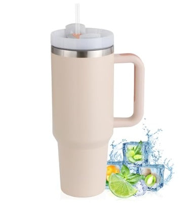 40oz Straw Coffee Mug With Handle Portable Car Stainless Steel Water Bottle Large Capacity Travel Bisphenol FREE