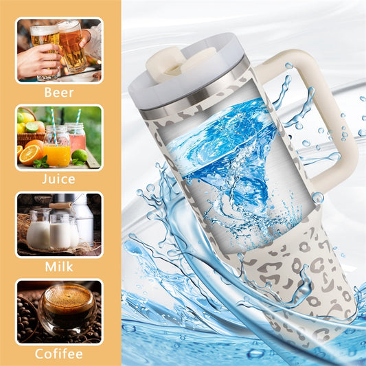 40oz Straw Coffee Mug With Handle Portable Car Stainless Steel Water Bottle Large Capacity Travel Bisphenol FREE