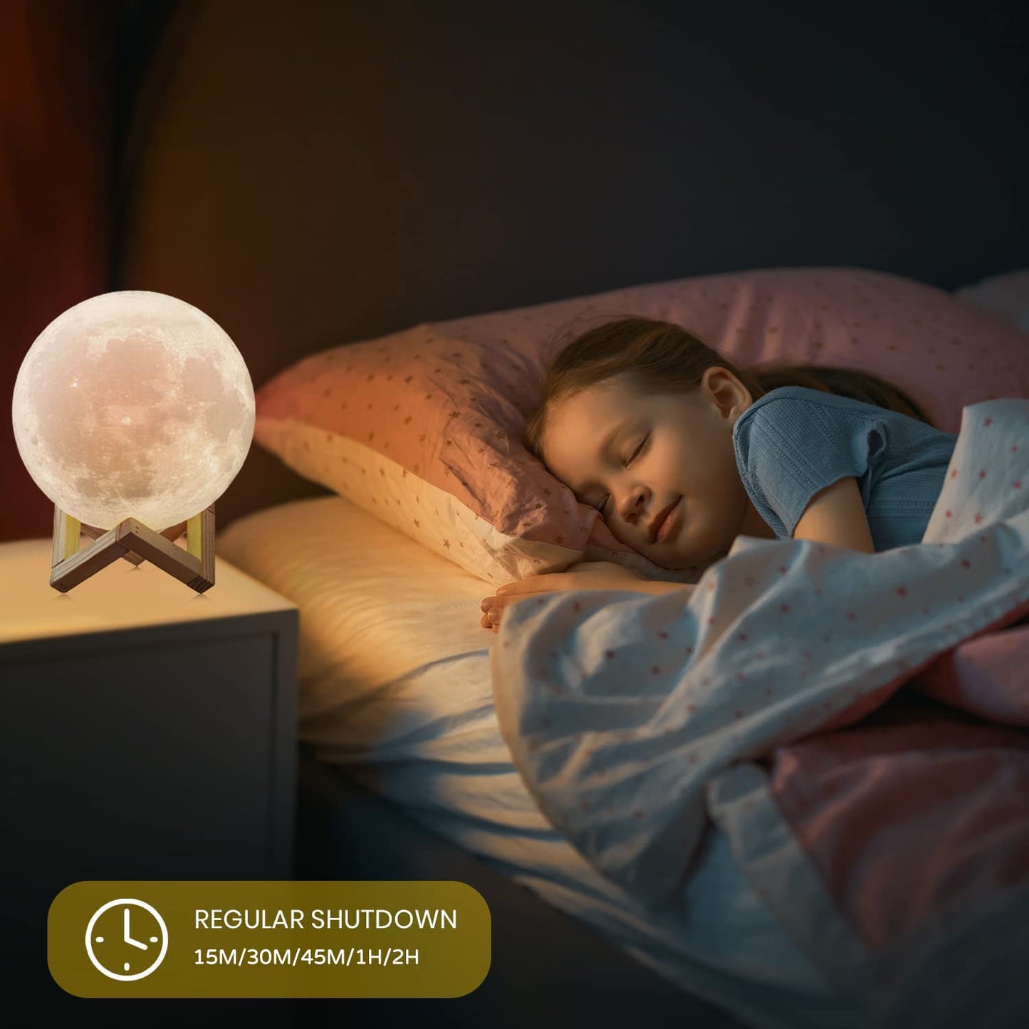 ACED Moon Lamp 2024 Upgrade with Timing 3D Printing Moon Night Light 16 Colours with Wooden Stand Remote & Touch Control and USB Rechargeable Gift for Her Him Kids Women Men Birthday