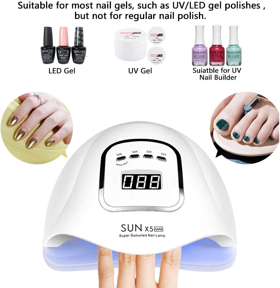 UV LED Nail Lamp 150W, Professional Nail Dryer Gel Polish Light, UV Nail Light With 4 Timer Setting, Nail Polish Curing Gel LED Dryer, Professional Nail Art Tools With Automatic Sensor, LCD Display