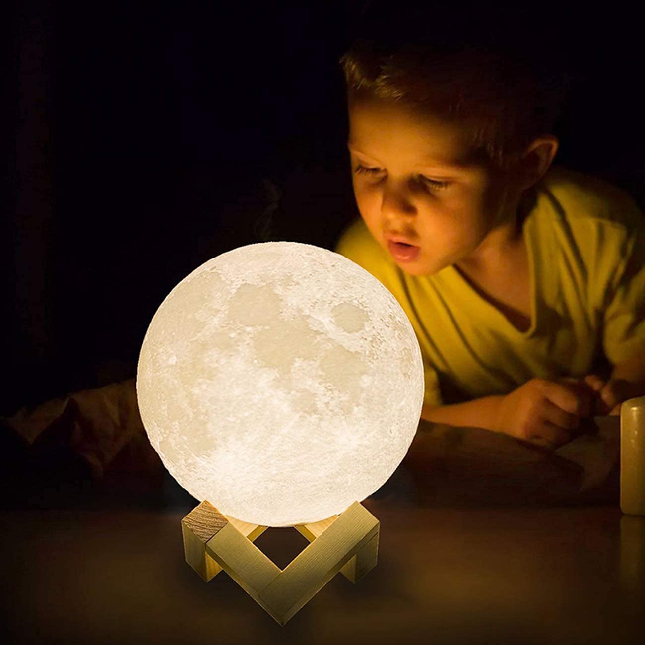 ACED Moon Lamp 2024 Upgrade with Timing 3D Printing Moon Night Light 16 Colours with Wooden Stand Remote & Touch Control and USB Rechargeable Gift for Her Him Kids Women Men Birthday